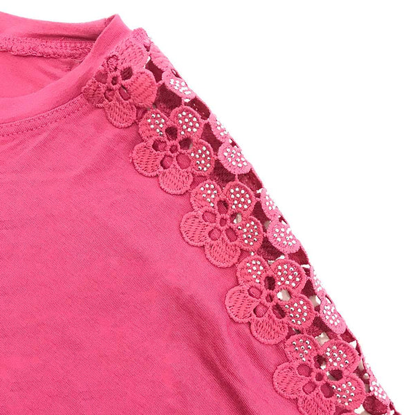 Γυναικεία μπλούζα κοντό μανίκι φούξια R1598-4