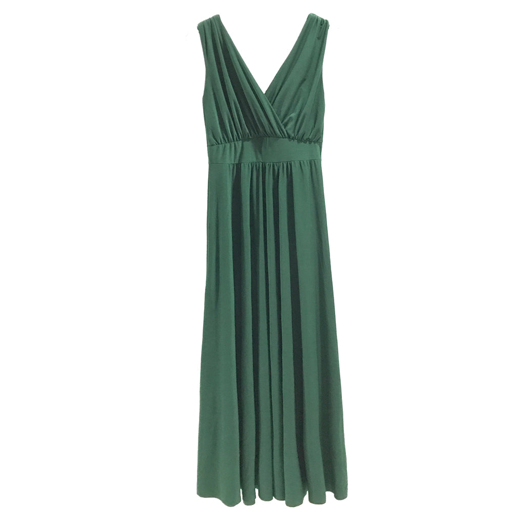 Γυναικείο Φόρεμα maxi κρουαζέ ελαστικό μονόχρωμα Κυπαρισσί US0037-2