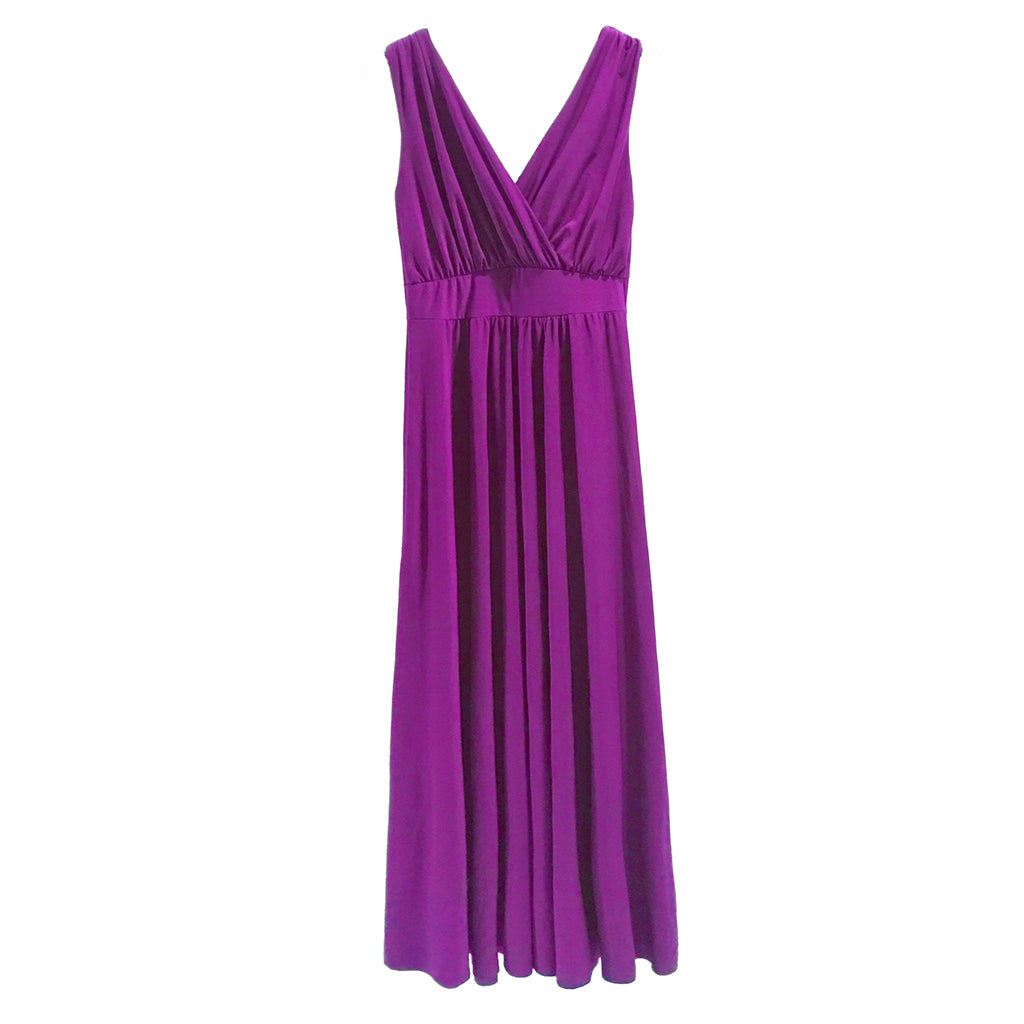 Γυναικείο Φόρεμα maxi κρουαζέ ελαστικό μονόχρωμα ματζέντα US-0037-6