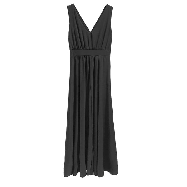 Γυναικείο Φόρεμα maxi κρουαζέ ελαστικό μονόχρωμα μαύρο US0037-1