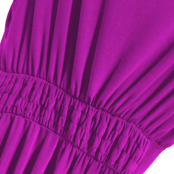 Γυναικείο Φόρεμα midi κρουαζέ ελαστικό μονόχρωμα ματζέντα US-0036-7