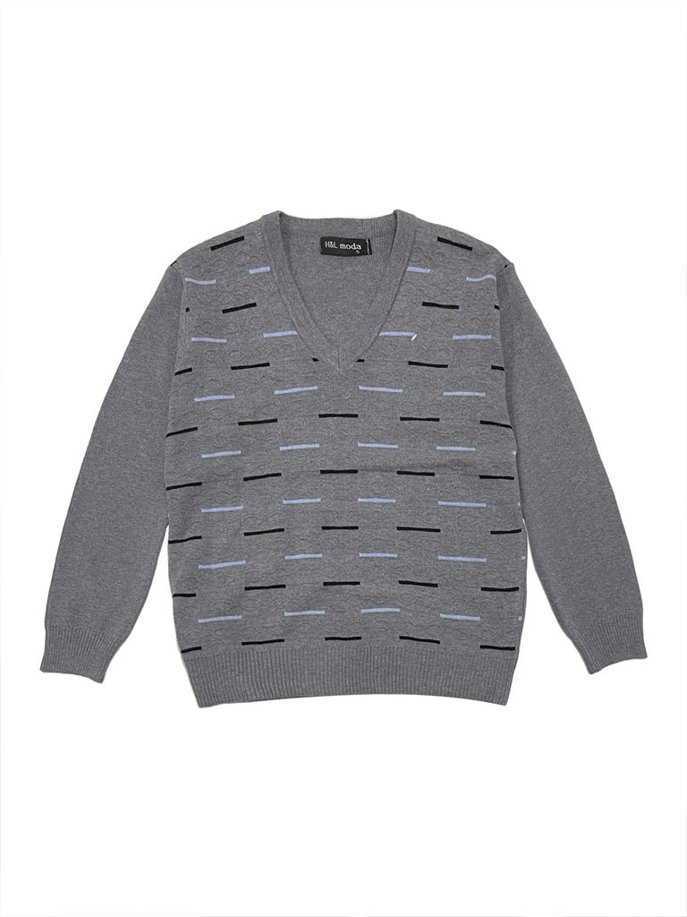 Ανδρική μάλλινη μπλούζα πουλόβερ μακρυμάνικη τύπου V Γκρι HL-3928