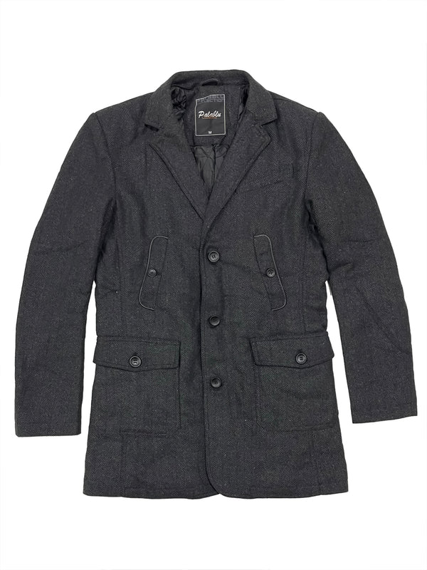 Ανδρικό παλτό με αποσπώμενη κουκούλα US-21038 Σκούρο Γκρι
