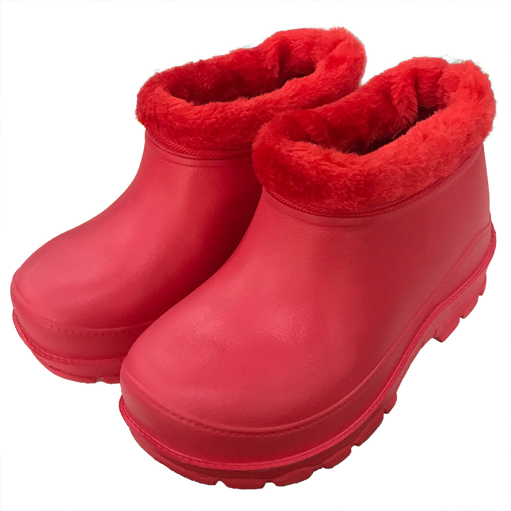 Παιδικές γαλόστες αδιάβροχες με επένδυση γούνα κόκκινο US-30028