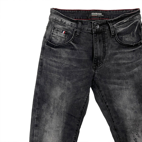 Ανδρικό παντελόνι τζιν ελαστικό US-1377-3 μαύρο/γκρι