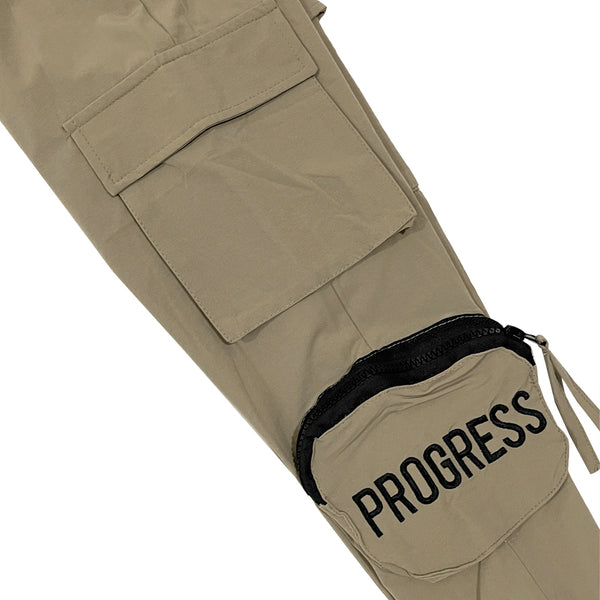 Κοριτσίστικο παντελόνι φόρμα cargo με πλαϊνές τσέπες σε καφέ D-691