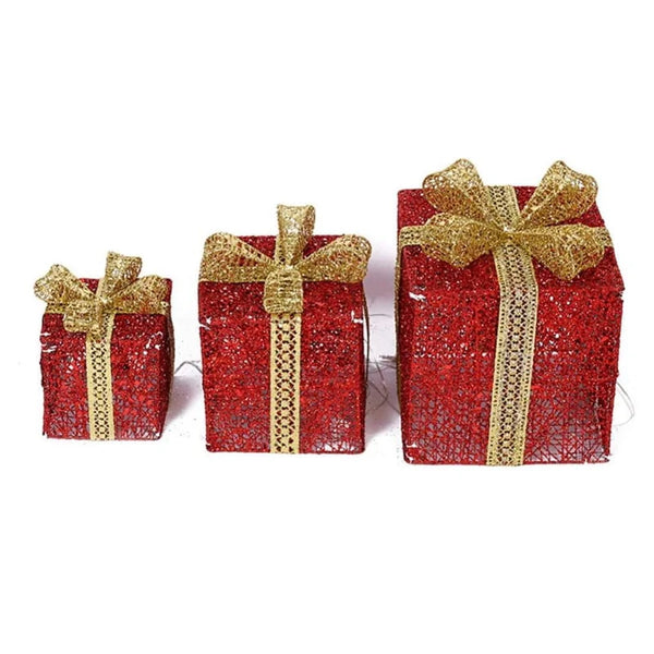 Χριστουγεννιάτικα Φωτιζόμενα Κουτιά Δώρων 3τμχ – Christmas LED Gift Boxes