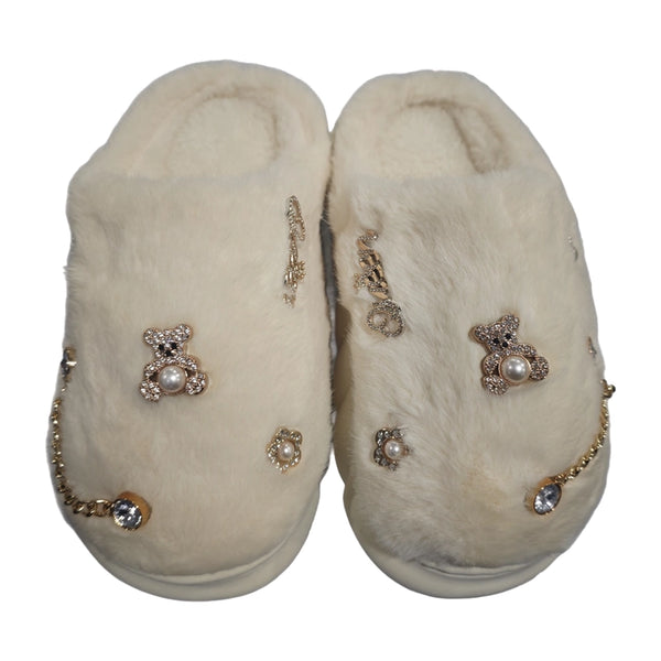 ustyle Γυναικείες χειμερινές παντόφλες με γούνα Μπεζ US-7025