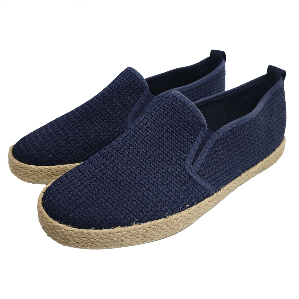 Ανδρικά καλοκαιρινά παπούτσια ψάθινα slip on σε μπλε 1158