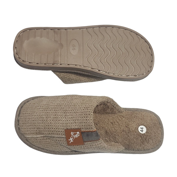 USTYLE Ανδρικές Χειμωνιάτικες Παντόφλες Καφέ XL-8130