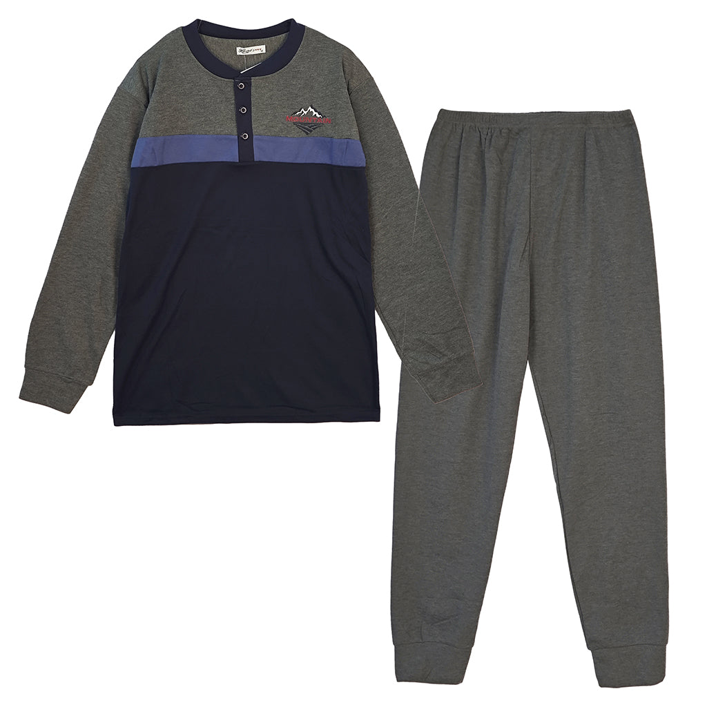 USTYLE Ανδρικά Σετ Πιτζάμας με Fleece Γκρι Q-3015