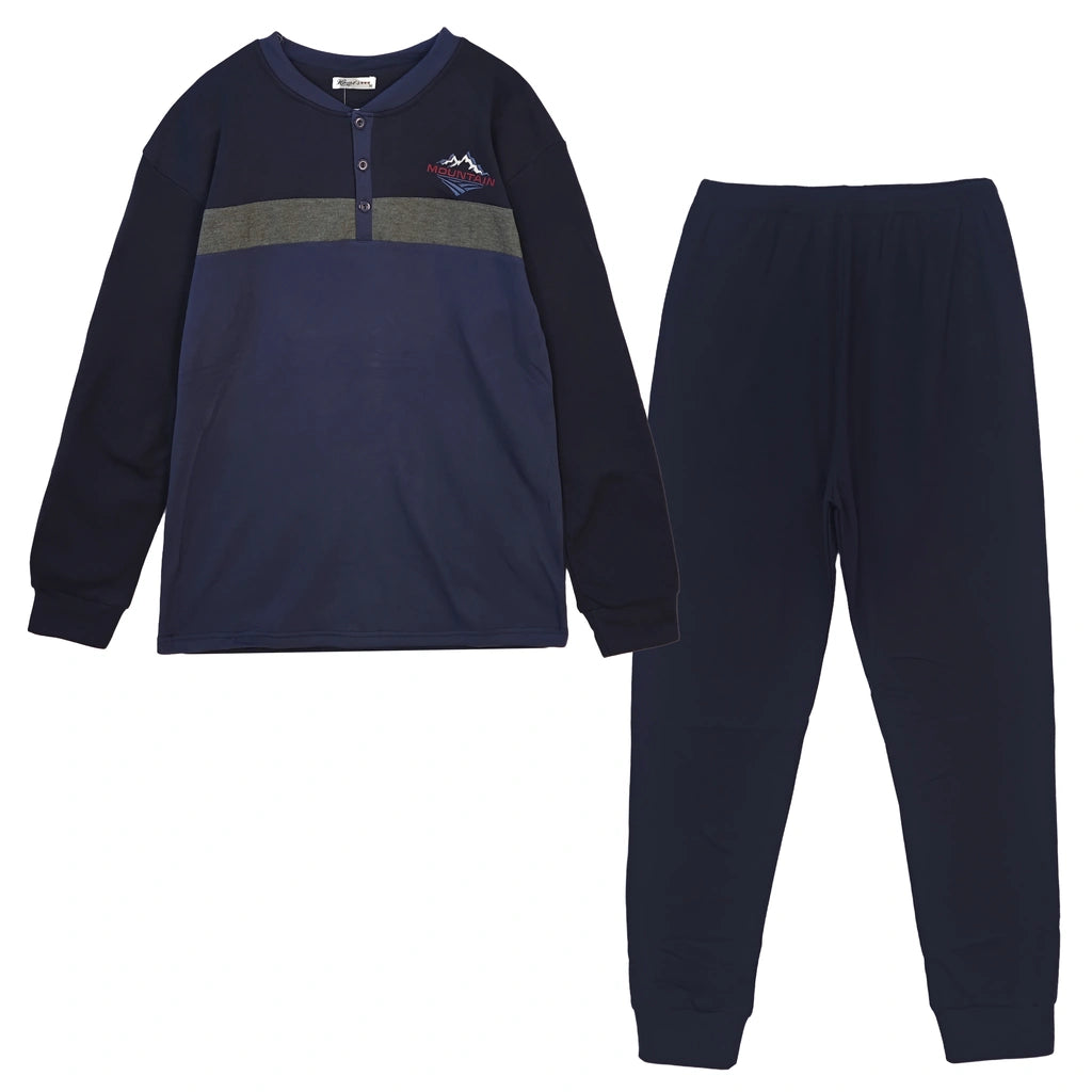 Ανδρικά Σετ Πιτζάμας με Fleece Navy Q-3015