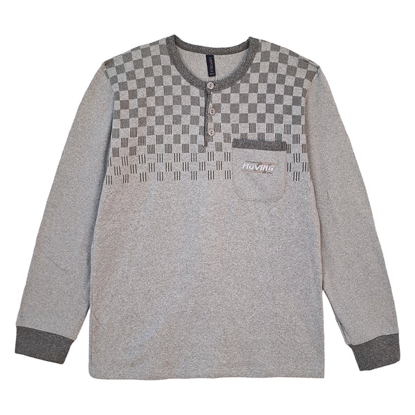 Ανδρικά Σετ Πιτζάμας με Fleece Γκρι D-6265