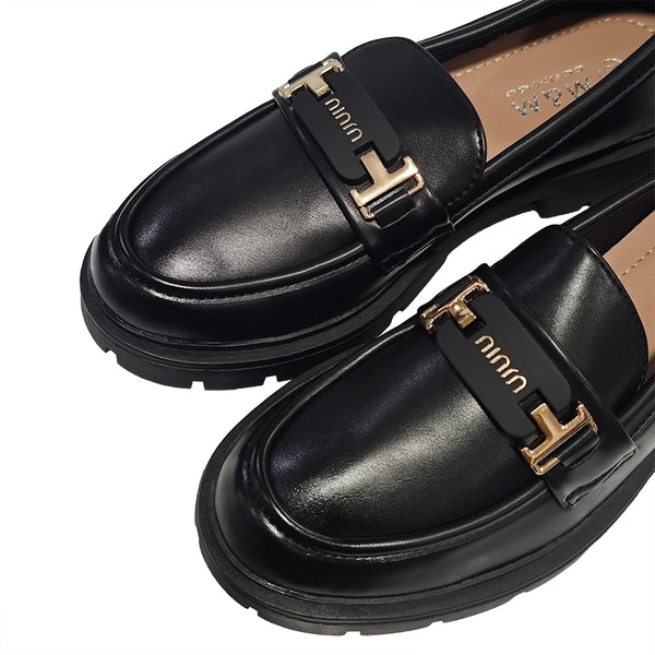 USTYLE Γυναικεία Μοκασίνια Loafers Μαύρο US-6103