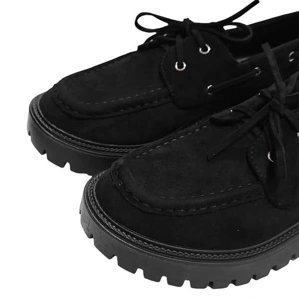 USTYLE Γυναικεία Μοκασίνια Loafers με Κορδόνια Μαύρο M-6335