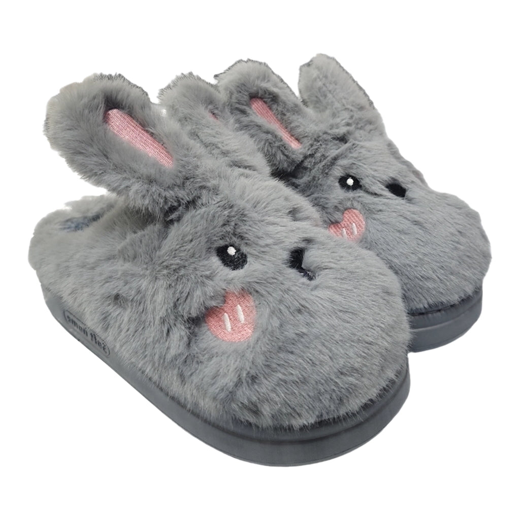 ustyle Γυναικείες παντόφλες χειμωνιάτικες με γούνα Γκρι US-8036