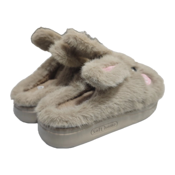 ustyle Γυναικείες παντόφλες χειμωνιάτικες με γούνα Καφέ US-8036