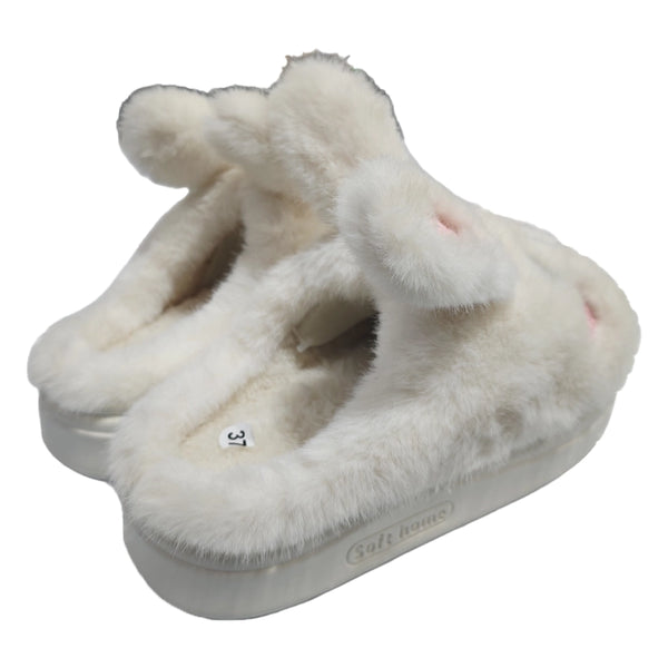 ustyle Γυναικείες παντόφλες χειμωνιάτικες με γούνα Λευκό US-8036