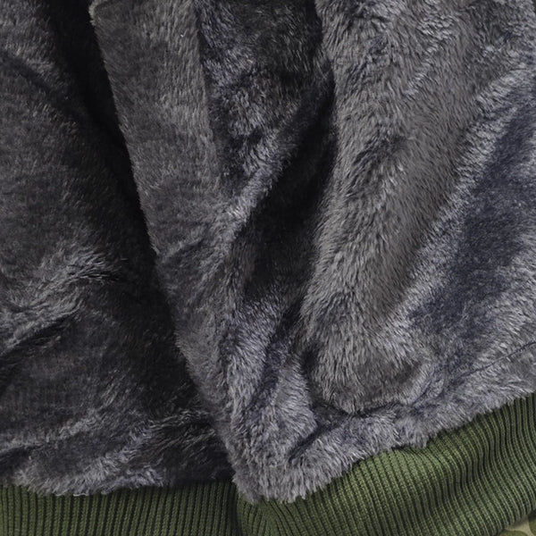 ustyle Ανδρική ζακέτα φούτερ με επένδυση γουνα παραλλαγής Χακί US-6009