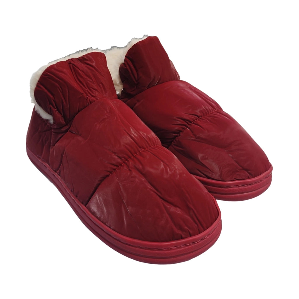 ustyle Γυναικείες κλειστές παντόφλες χειμερινές με γούνα Κόκκινο US-6059