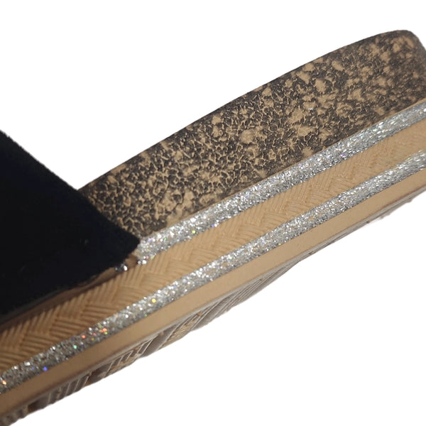 ustyle Γυναικείες Παντόφλες Καλοκαιρινές με λουλούδια Μαύρο US-0388