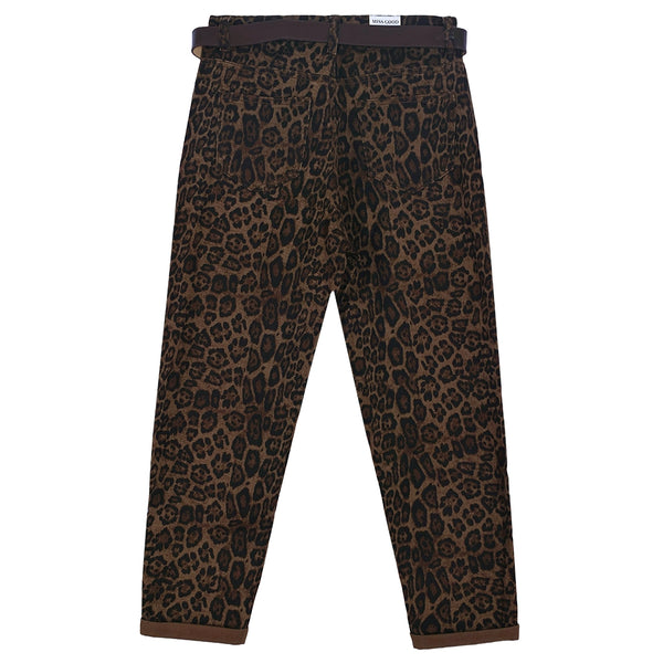 ustyle Γυναικείο Τζιν Λεοπάρ με Ζώνη Καφέ US-7615