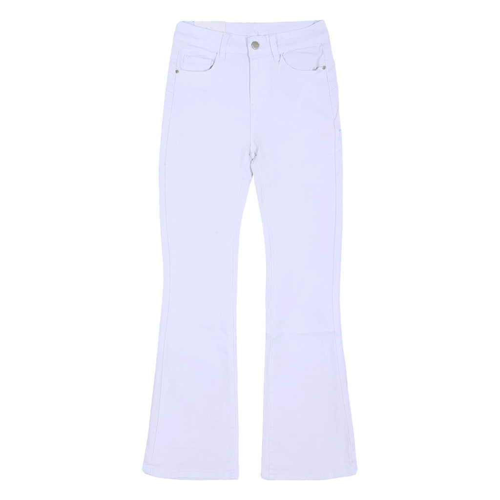 ustyle Γυναικείο Τζιν Παντελόνι Wide Leg με ζώνη Λευκό US-3018