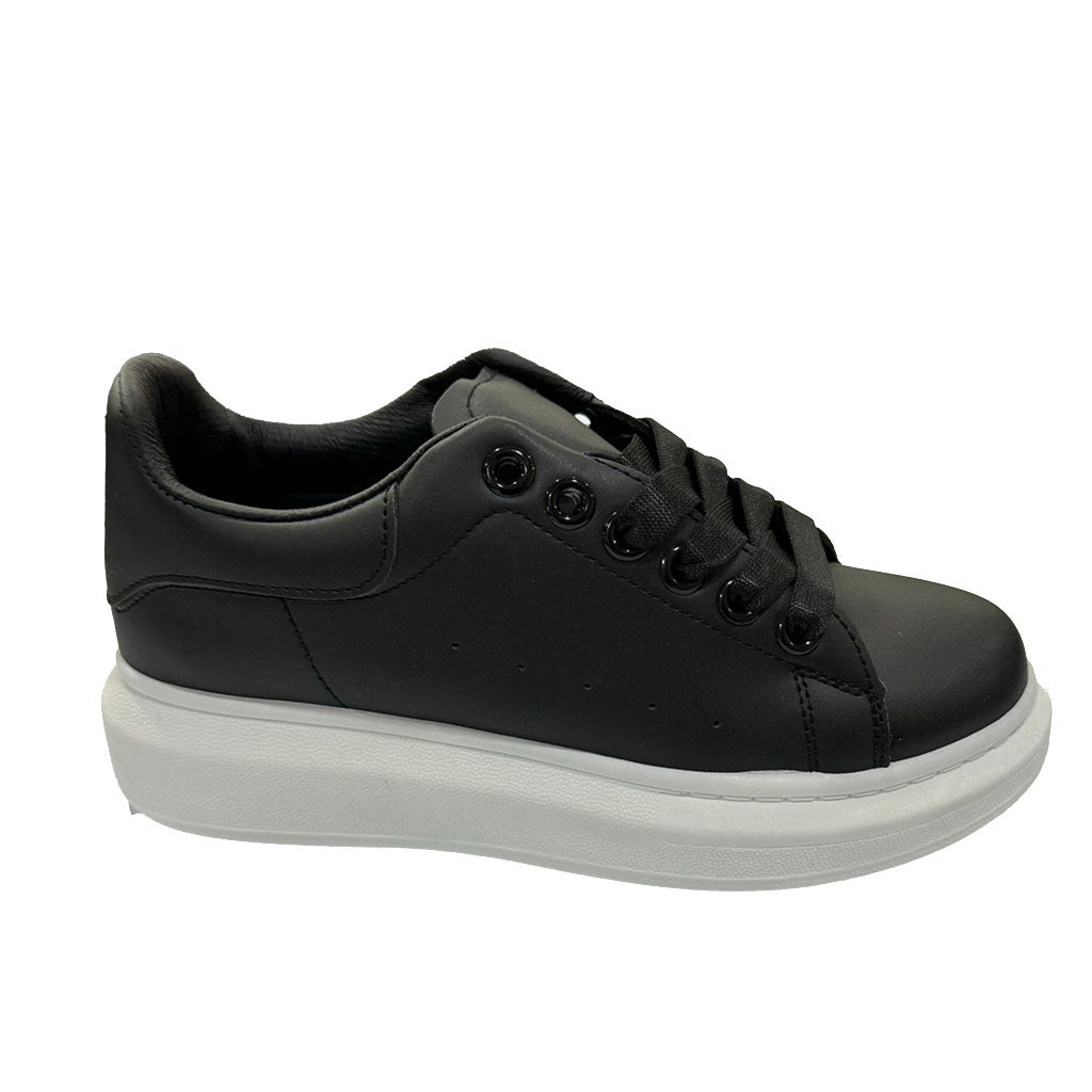 ustyle Γυναικεία παπούστια sneakers Δίσολο με λευκή Σόλα Μαύρο US-C-8962-A