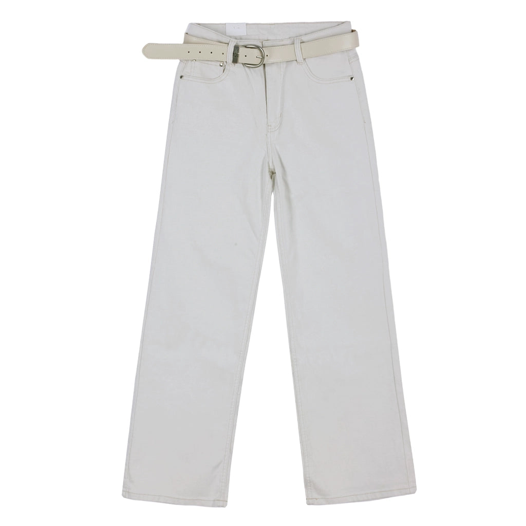 ustyle Γυναικείο Τζιν Παντελόνι Wide Leg με ζώνη Μπεζ US-7193