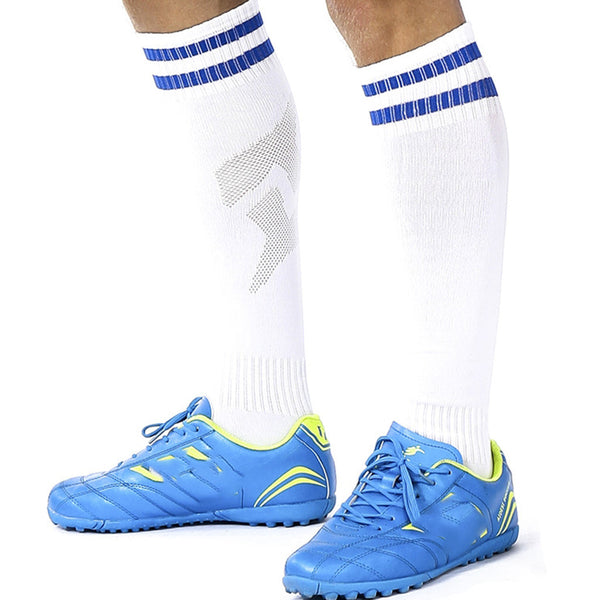 Ustyle.gr Κάλστες ποδοσφαιρικές Μήκος ως το γόνατο με Rib τελείωμα λευκό/μπλε CDP-503