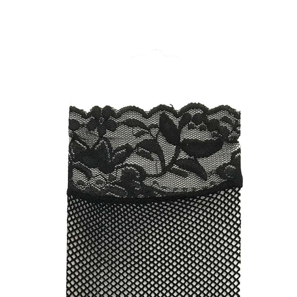 Γυναικεία διχτυωτά καλτσάκια με δαντέλα μαύρο S201-1