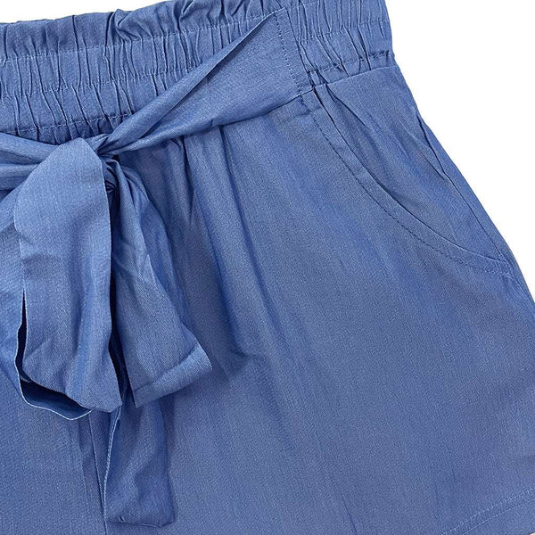 ustyle Γυναικείο σορτς ελαστική μέση με κορδόνι 8358 Navy Blue