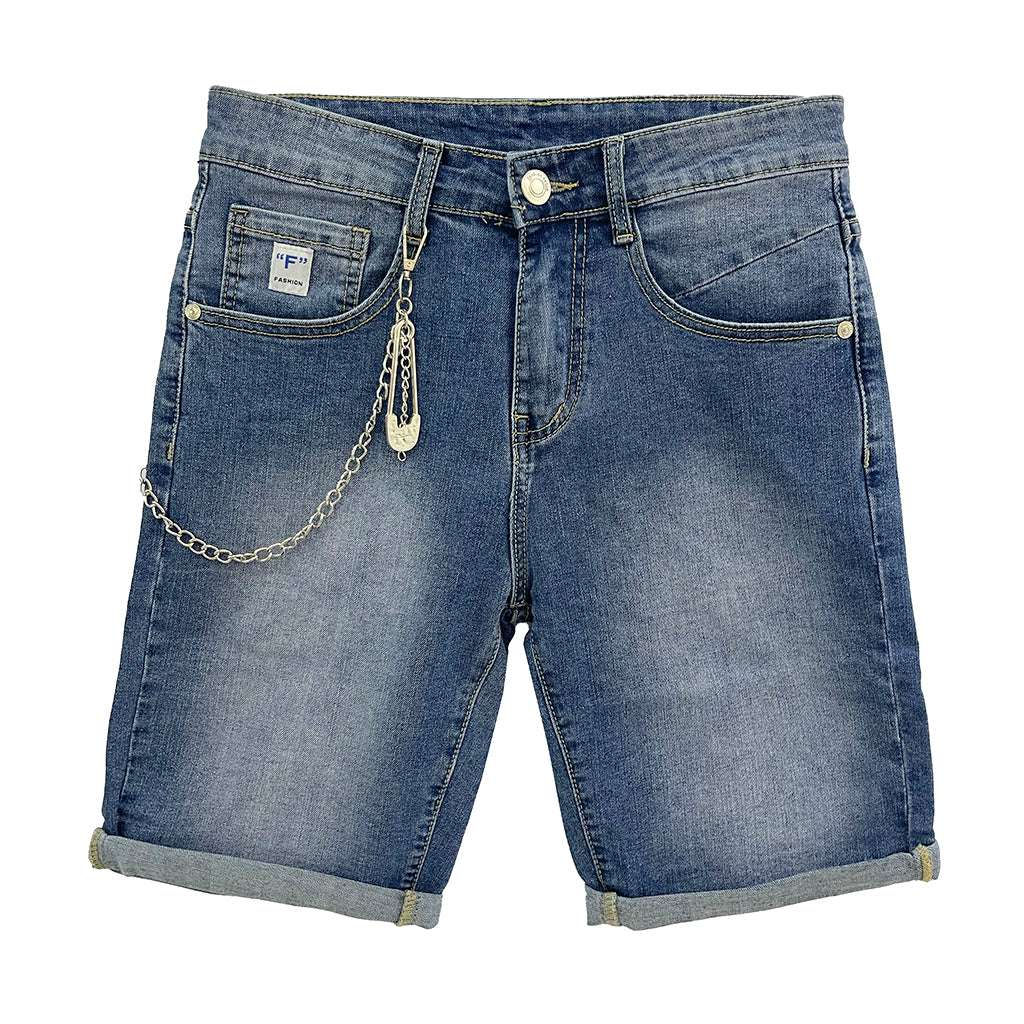 Ustyle Ανδρική τζιν βερμούδα με αλυσίδα σε μπλε 25098