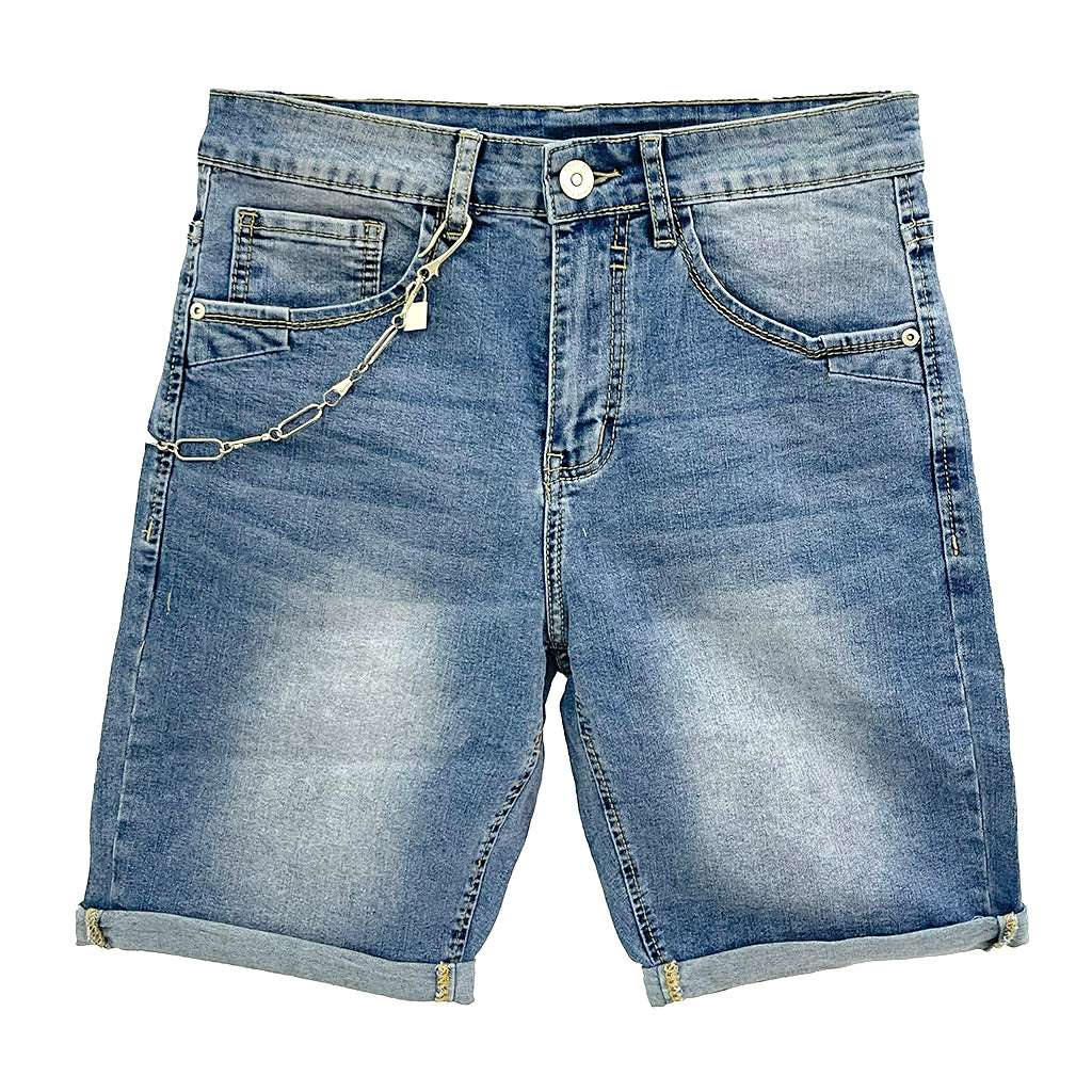 Ustyle Ανδρική τζιν βερμούδα με αλυσίδα σε μπλε 24498