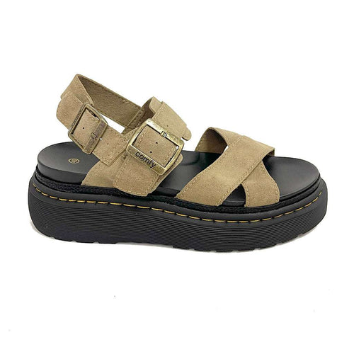ustyle Γυναικεία σανδάλια flatforms με χιαστί λουράκια σε πούρο 53638