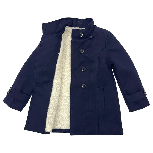Κοριτσίστικο παλτό με επένδυση και αποσπώμενη κουκούλα US-9368 Μπλε