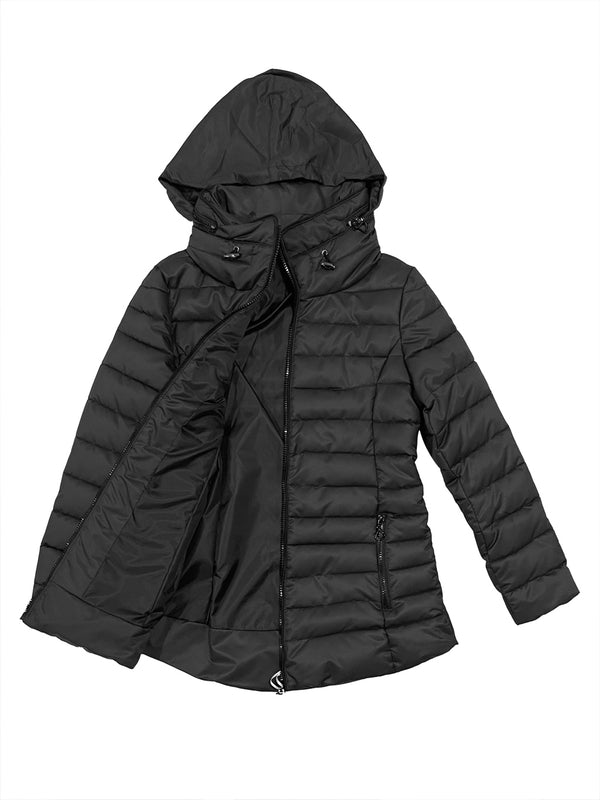 Γυναικείο μπουφάν με κουκούλα που μαζεύεται US-850598 μαύρο