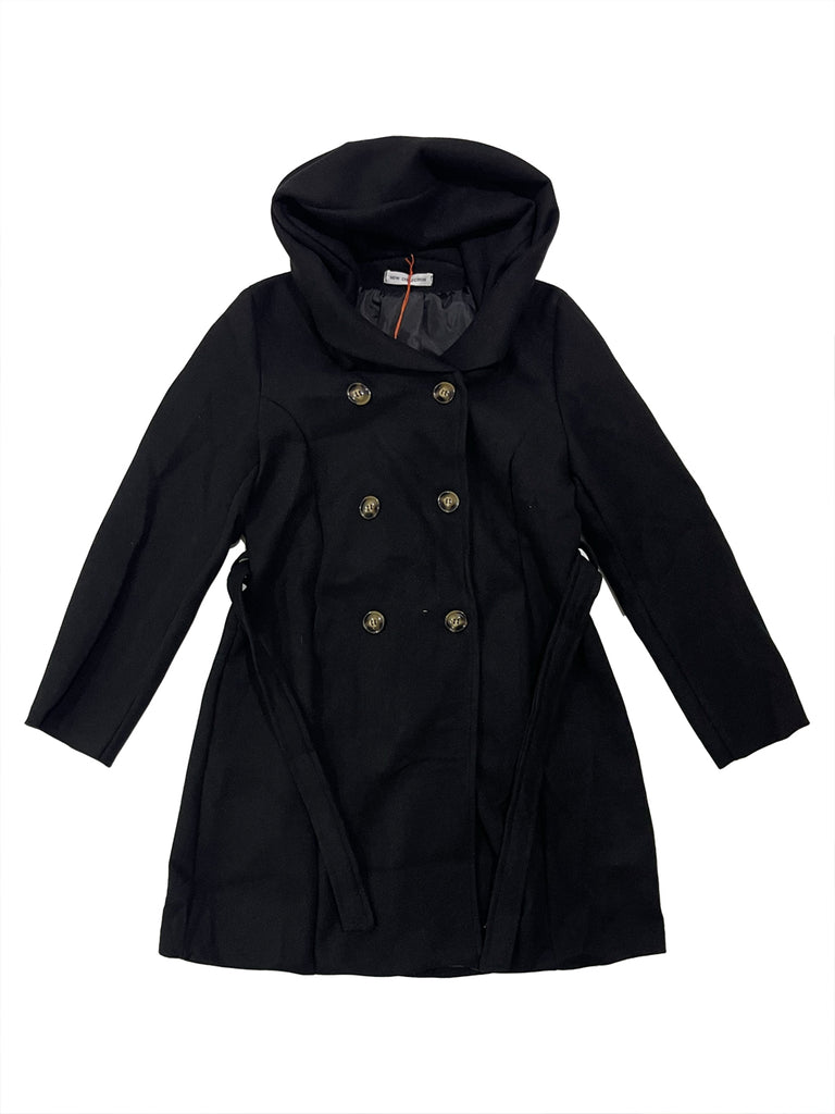 Γυναικείο παλτό μακρύ με ζώνη Μαύρο US-90688