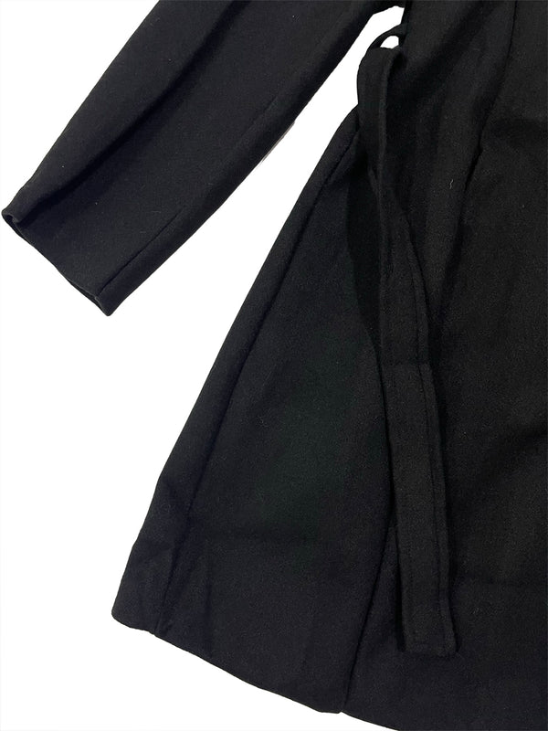 Γυναικείο παλτό μακρύ με ζώνη Μαύρο US-90688