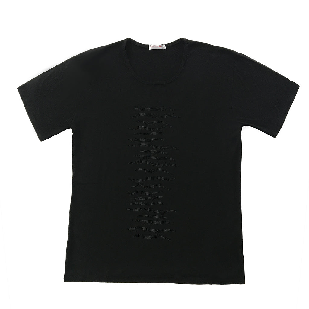 ustyle Γυναικεία βαμβακερή μπλούζα κοντό μανίκι μαύρο A1209-5