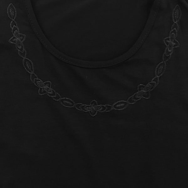 ustyle Γυναικεία βαμβακερή μπλούζα κοντό μανίκι μαύρο A1209-2