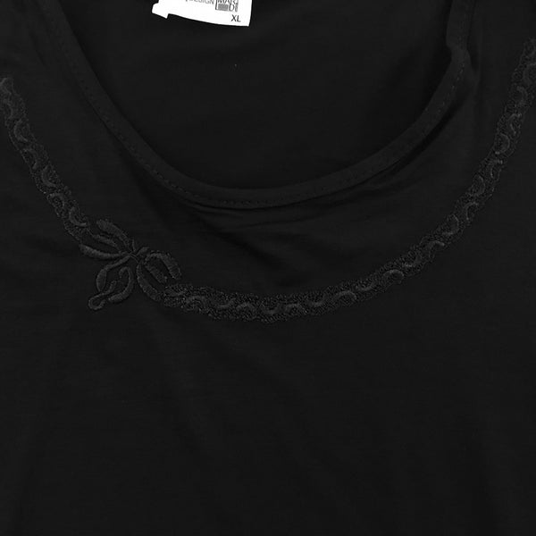 Γυναικεία βαμβακερή μπλούζα κοντό μανίκι μαύρο A1209-1