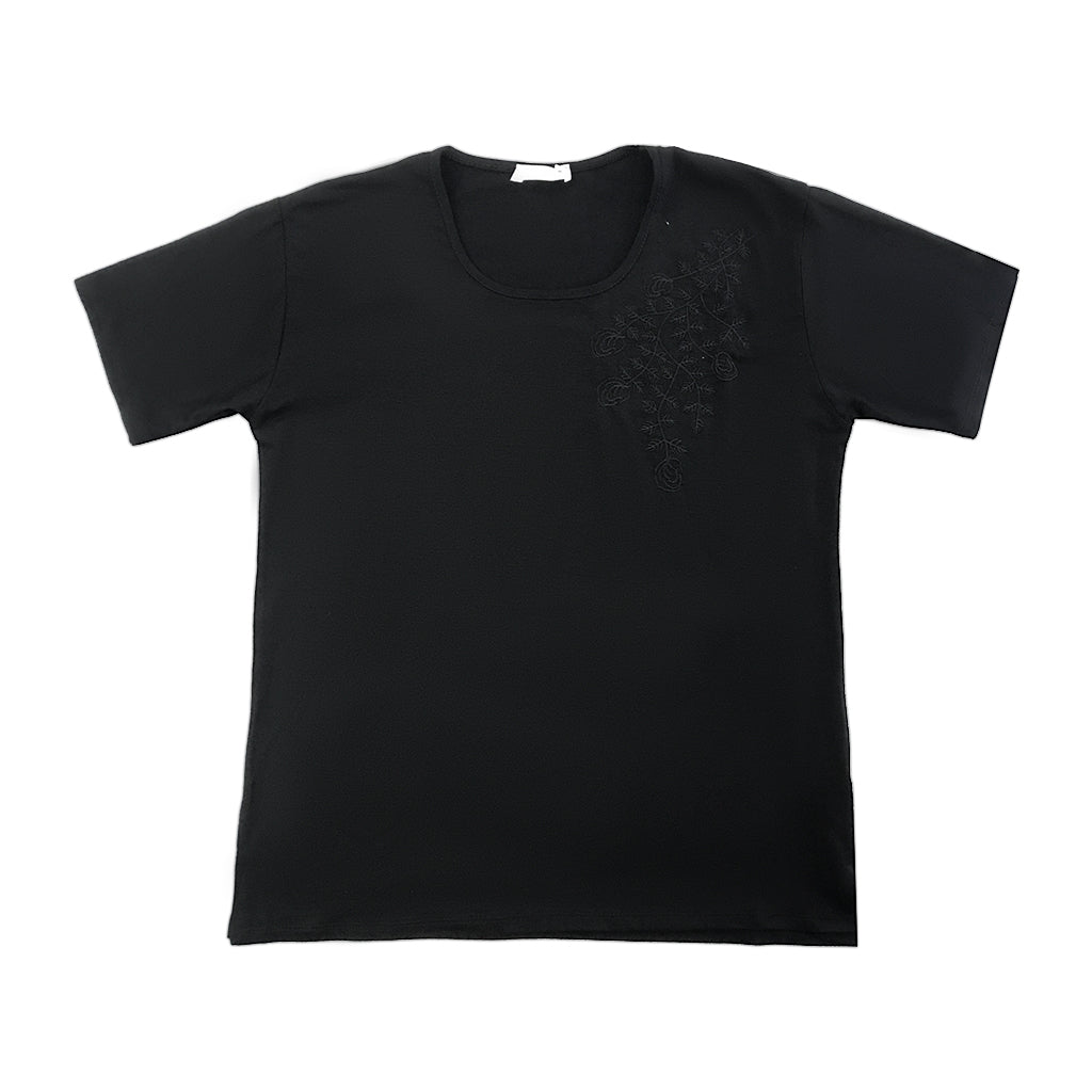 ustyle Γυναικεία βαμβακερή μπλούζα κοντό μανίκι μαύρο A1209-4