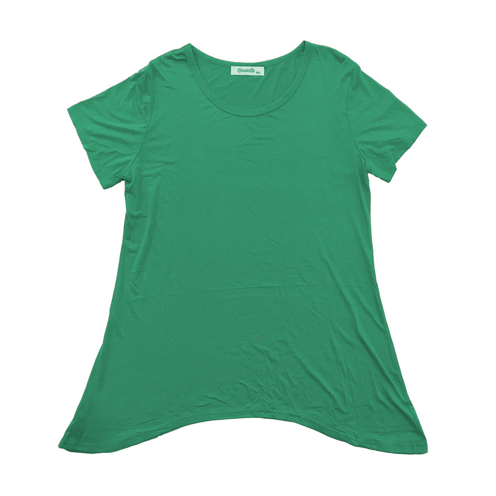 Γυναικεία μπλούζα κοντό μανίκι με με μύτες πράσινο Z-66651-1
