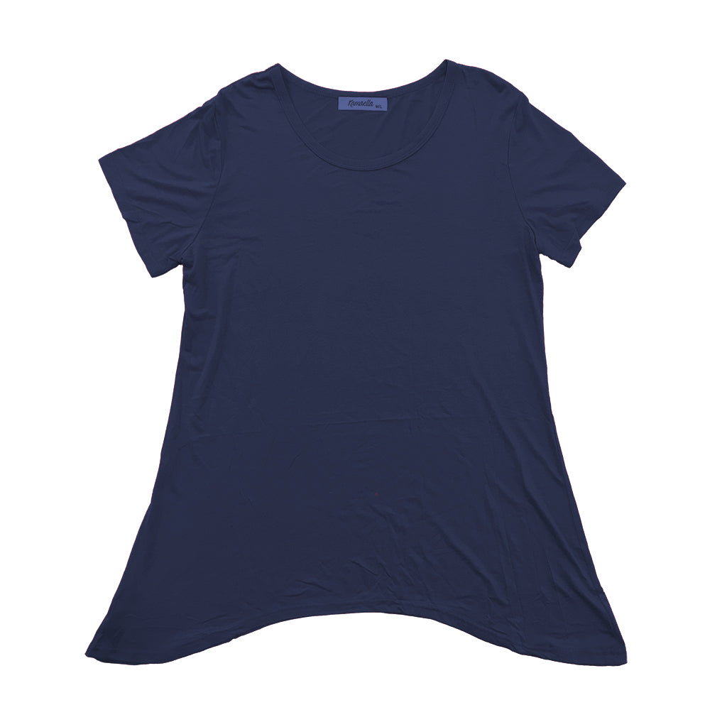 ustyle Γυναικεία μπλούζα κοντό μανίκι με με μύτες μπλε Z-66651-3