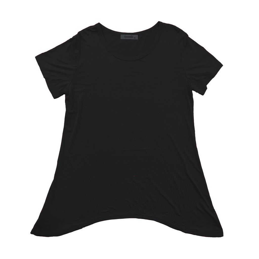 Γυναικεία μπλούζα κοντό μανίκι με με μύτες μαύρο Z-66651-4