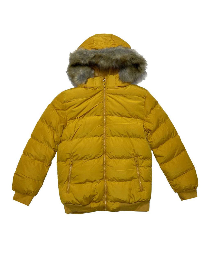 ustyle Αγορίστικο φουσκωτό μπουφάν με επένυδυση γούνα κίτρινο US-088
