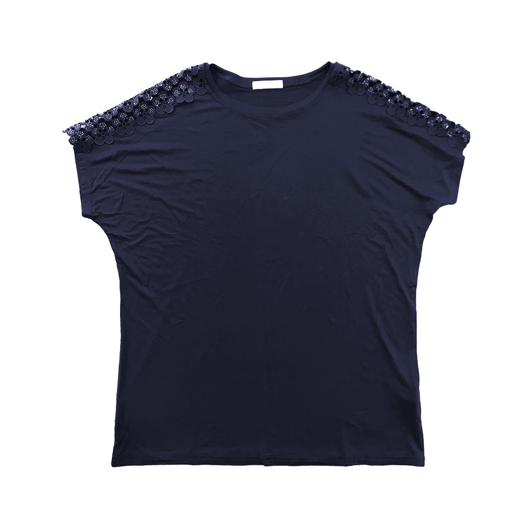 ustyle Γυναικεία μπλούζα κοντό μανίκι μπλε R1598-1
