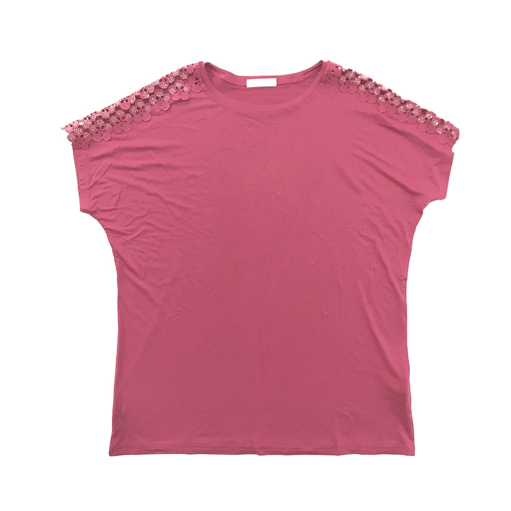 ustyle Γυναικεία μπλούζα κοντό μανίκι φούξια R1598-4