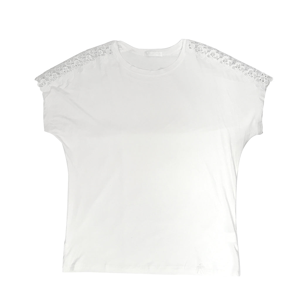 ustyle Γυναικεία μπλούζα κοντό μανίκι λευκό R1598-3